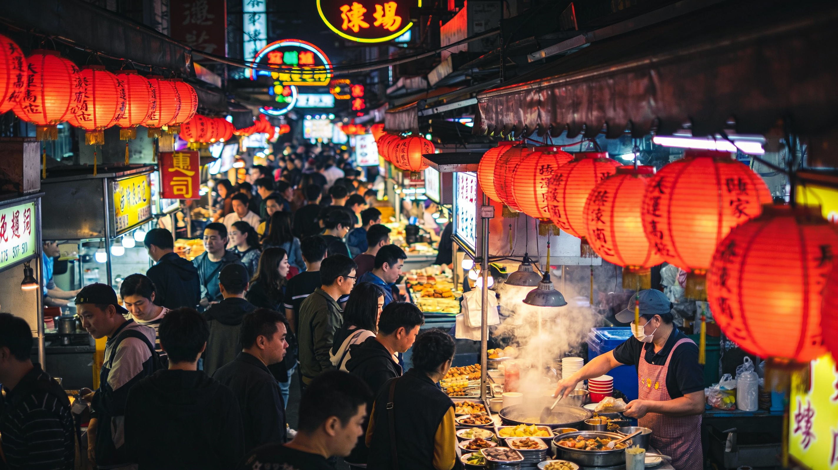 Vibrant Taipei Night Market Scene