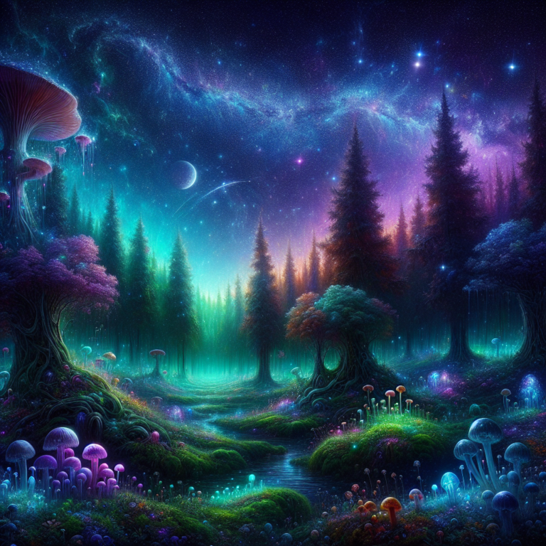 Surrealistic Enchanted Forest Night Sky
