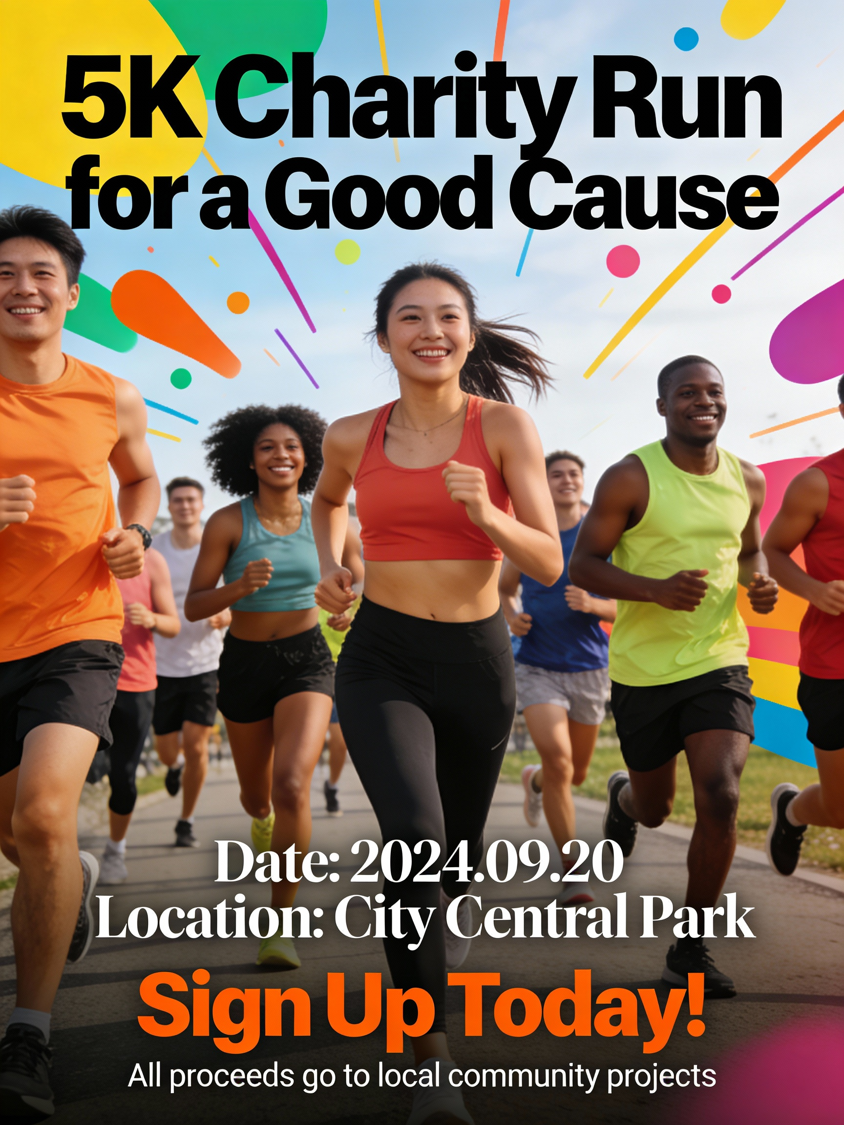 Energetic 5K Charity Run Poster