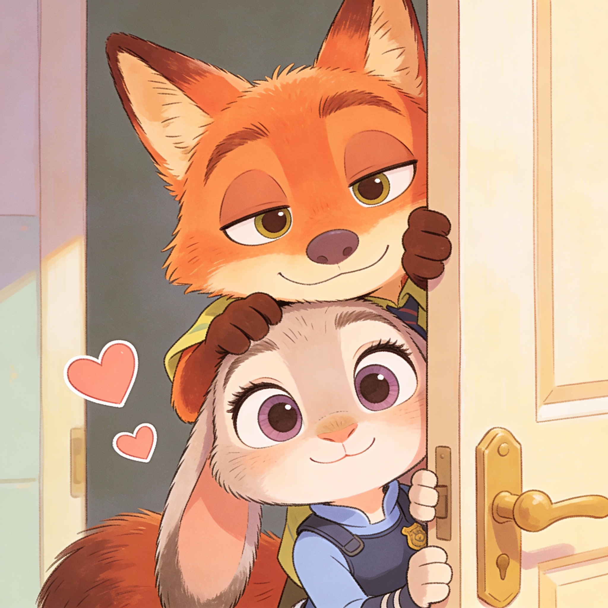 Nick and Judy Chibi Hand-Drawn Illustration