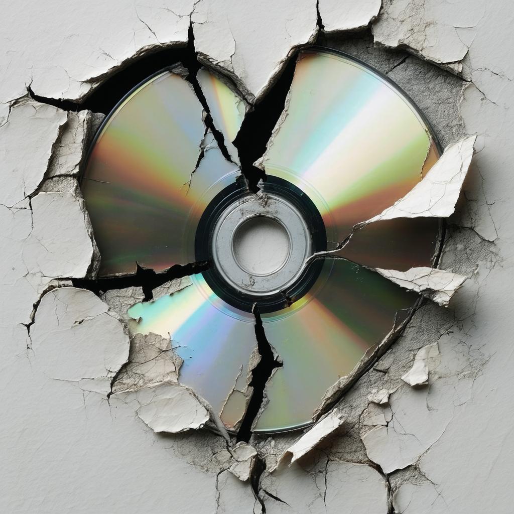 Broken CD With a Ripped Paper Heart