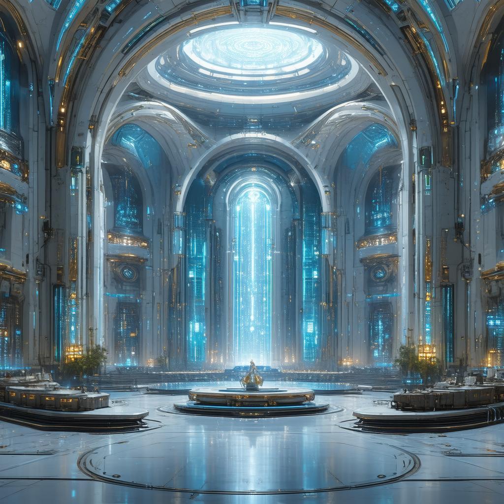 Sacred Cybernetic Chamber in Elegant Archviz Detail