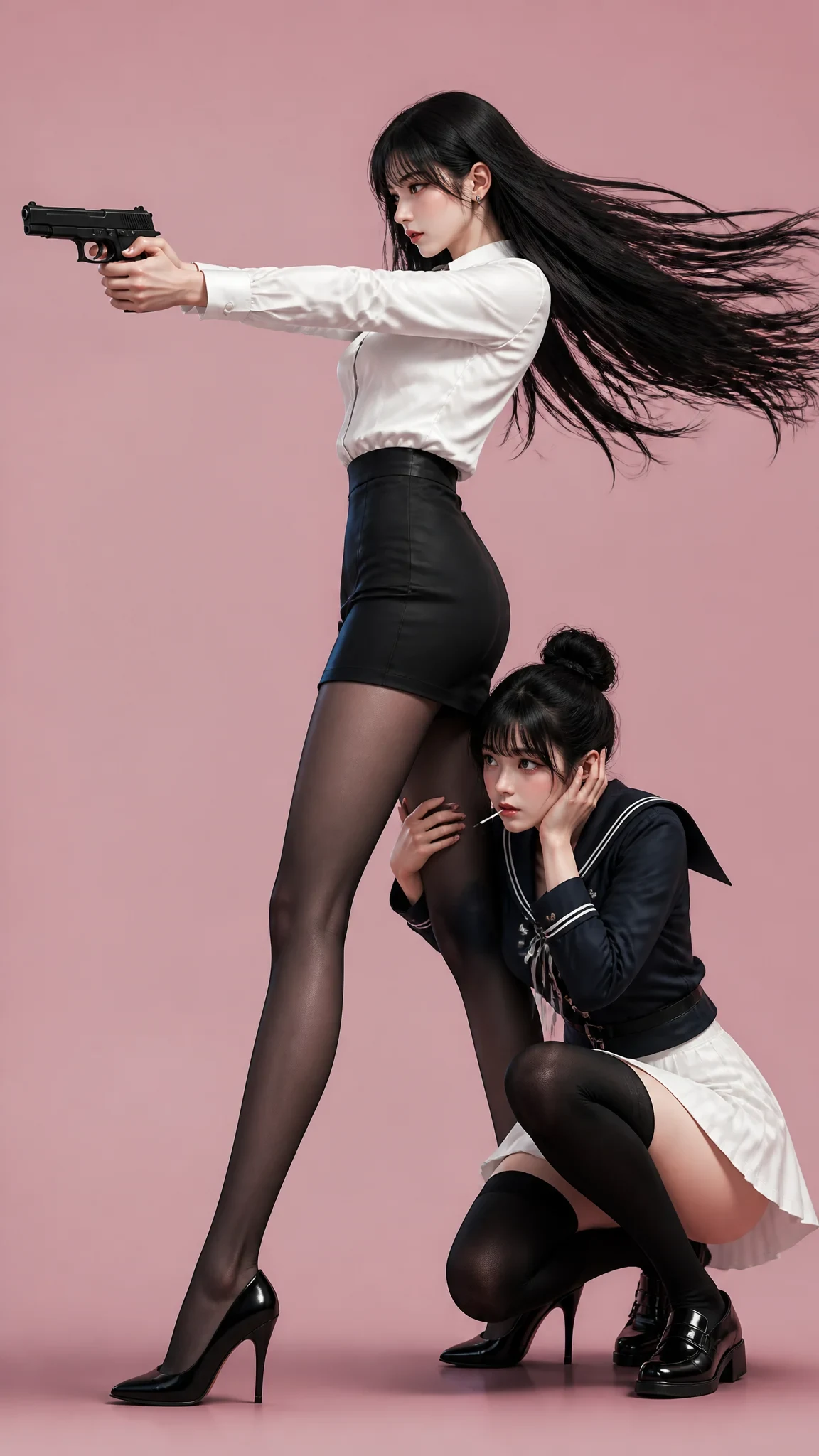 Generates a 9:16 vertical high-end commercial action poster in semi-written 3D CG, fashion posters, film senso