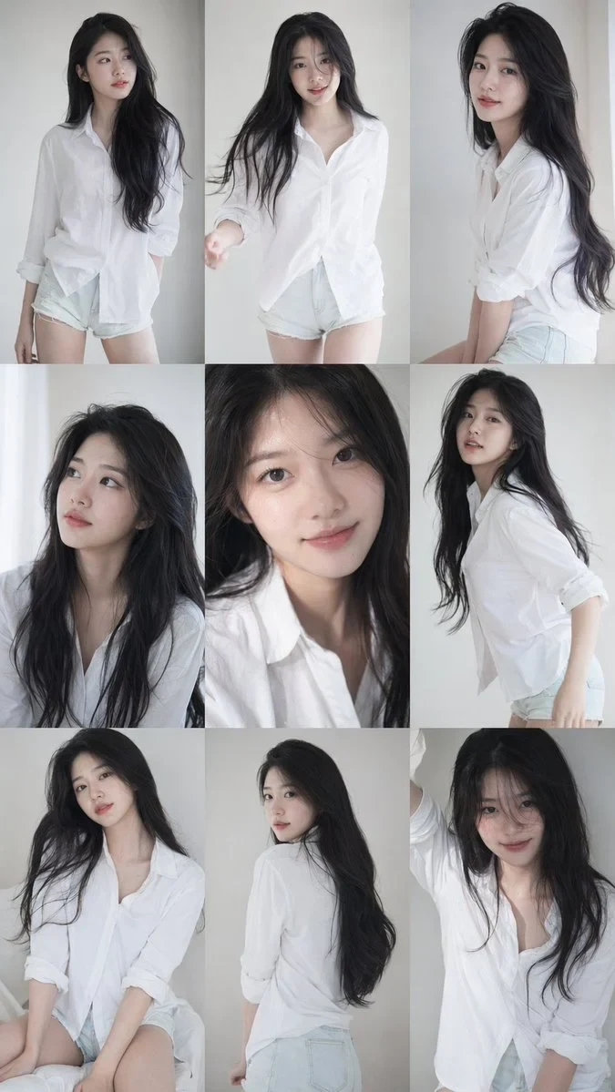 9:16 Vertical — a 3x3 Grid Collage (nine Images) Forming a Korean Idol Portrait