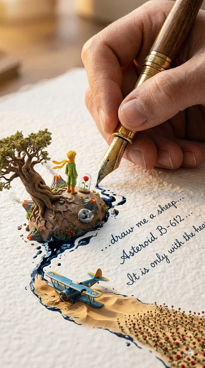 A Colossal Hand Gripping an Enormous Vintage Fountain Pen