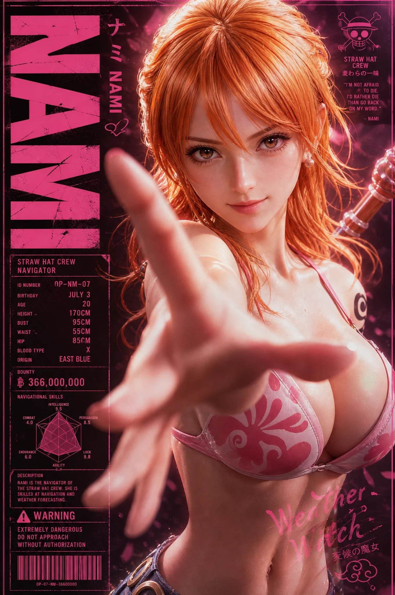 A vertical caratter poster featuring Nami