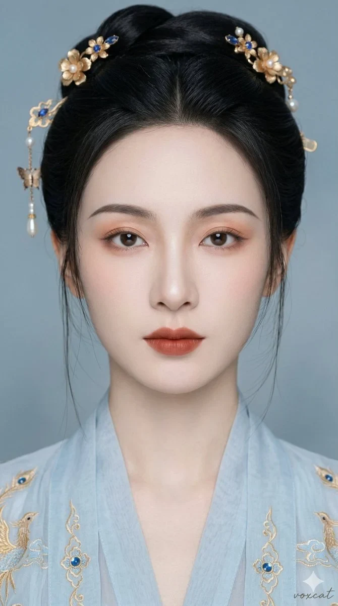 Oriental purty women's positive portraits, super-facing faces, face-to-face, head-to-head, eye-to-eye, face-to