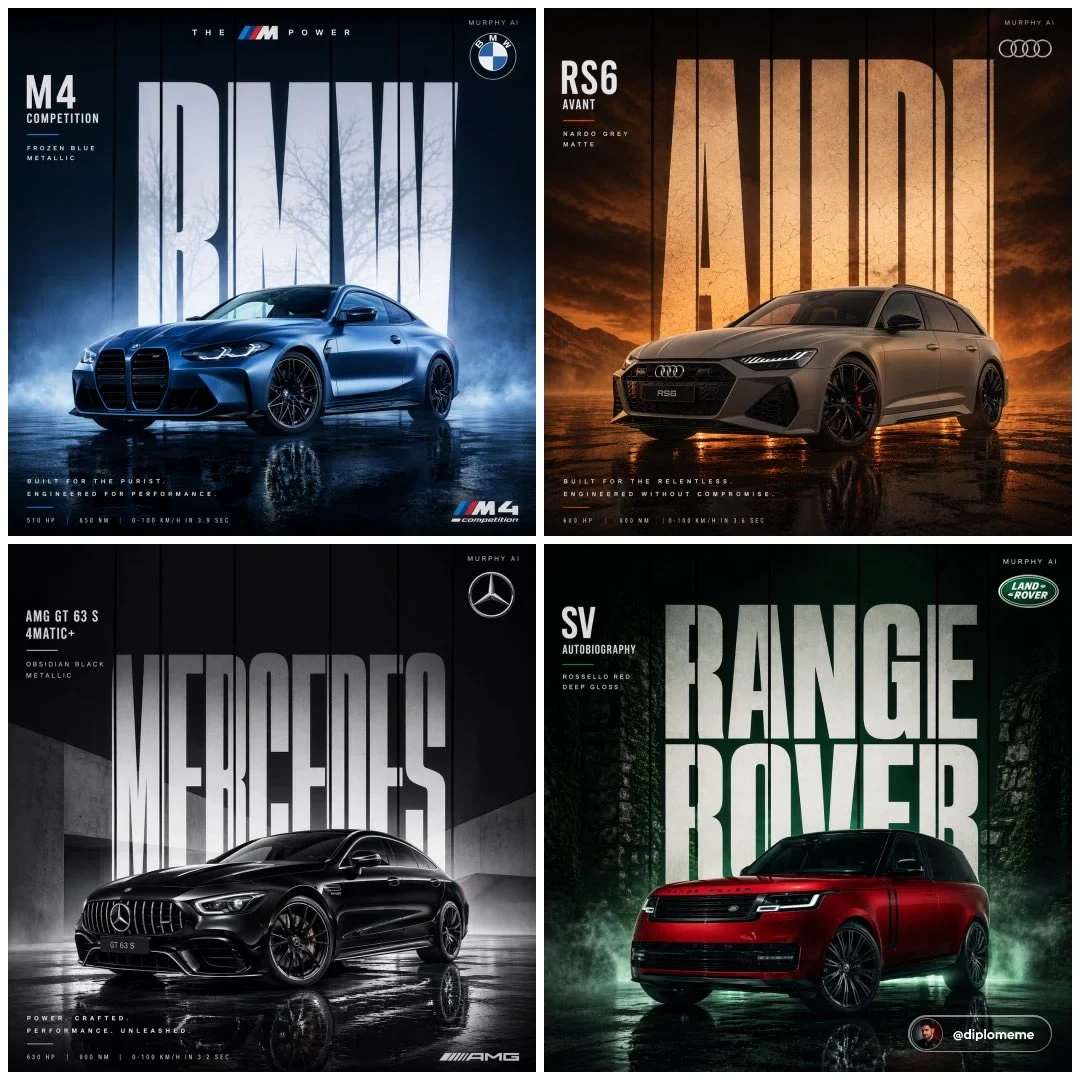 Cinematic Automotive Billboard Poster, CAR MODEL + VARIANT in PAINT COLOR + FINISH