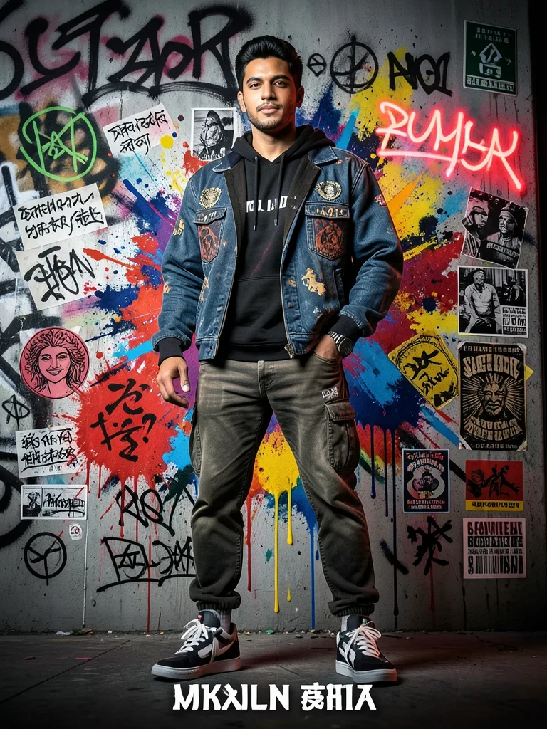 High-Detail Portrait Poster in a Bold Japanese Graffiti-Inspired Art Style
