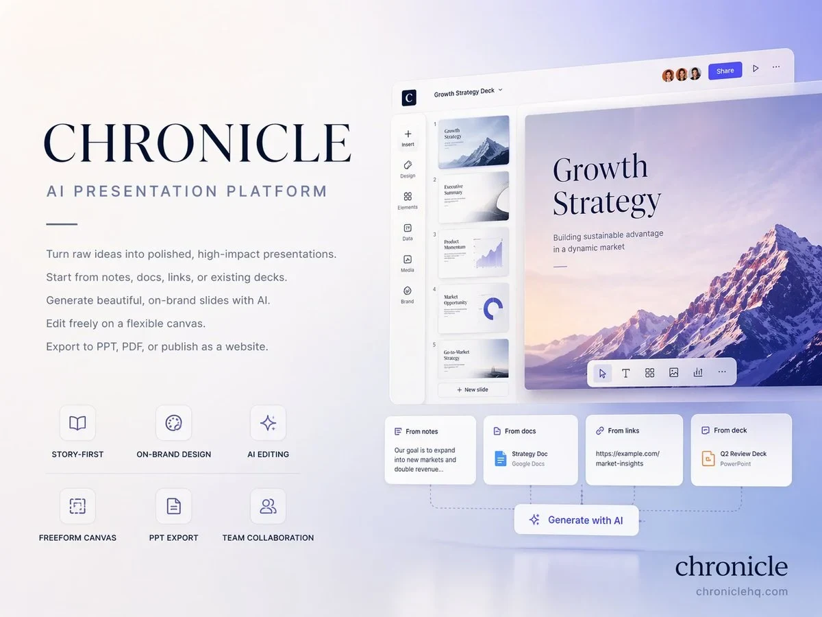 Premium 4:3 Presentation Cover Slide Introducing Chronicle