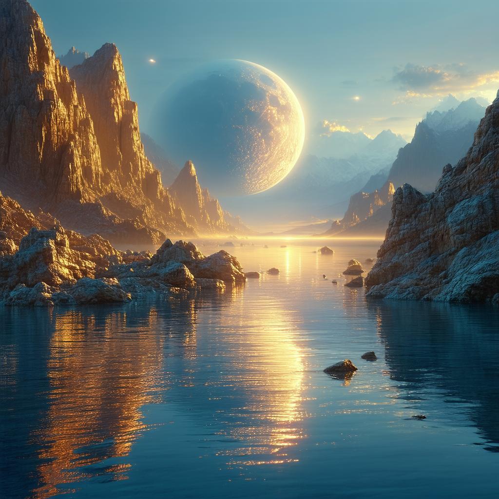 Twin Moons Shimmering Over Still Mystic Waters