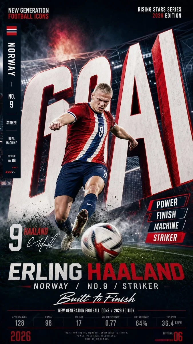 Vertical 9:16 High-Resolution Football Star Campaign Poster