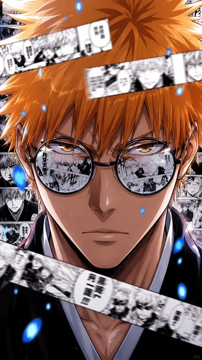 Super-detailed, double-hot cartoon character poster, half-write on the back, orange hair short, amber eyes, bl