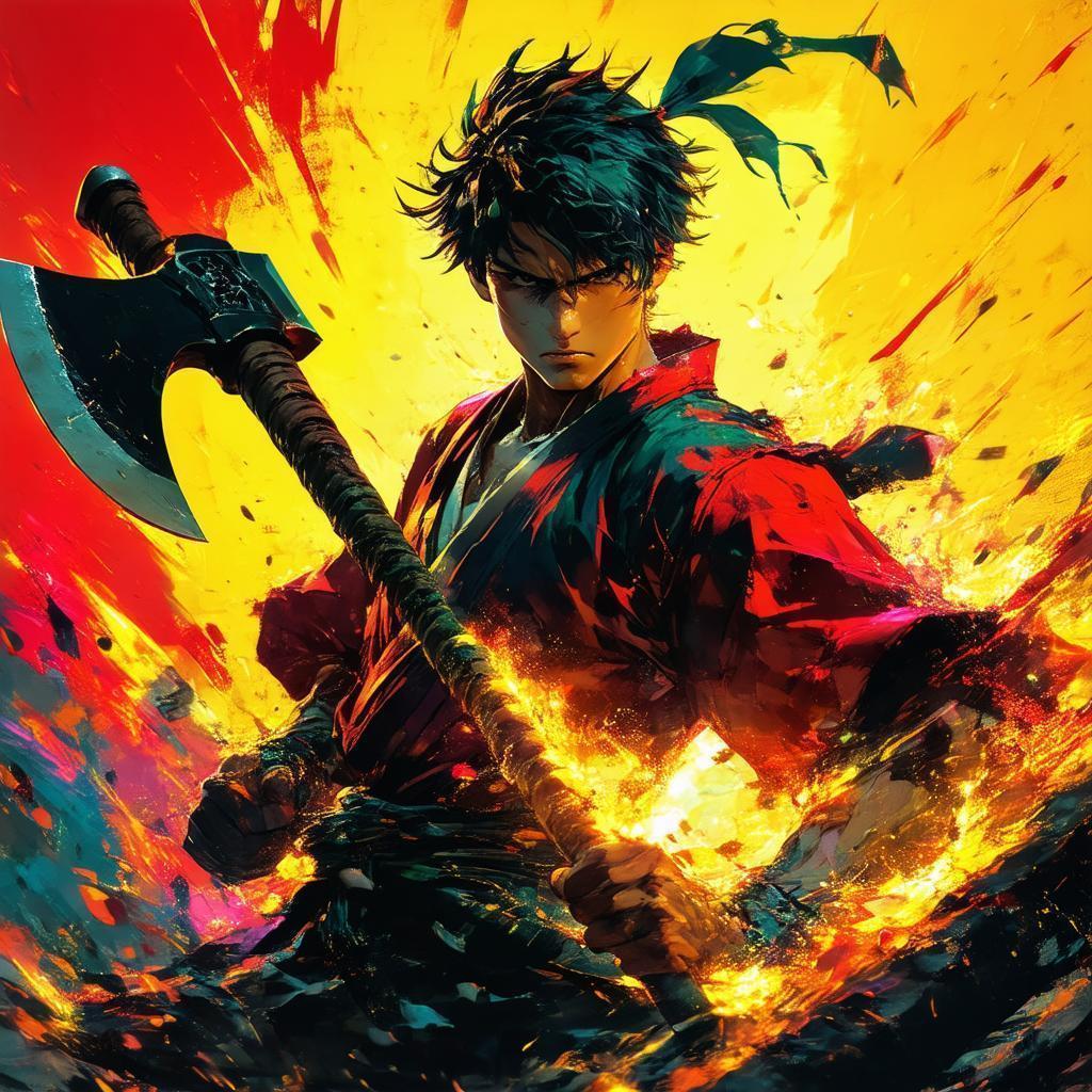 Jerma Wielding an Axe in Bold Manga