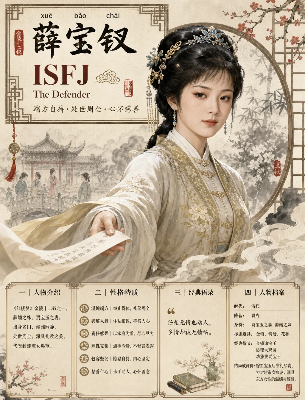 Please generate a Chinese classic MBTI high-end national wind poster.