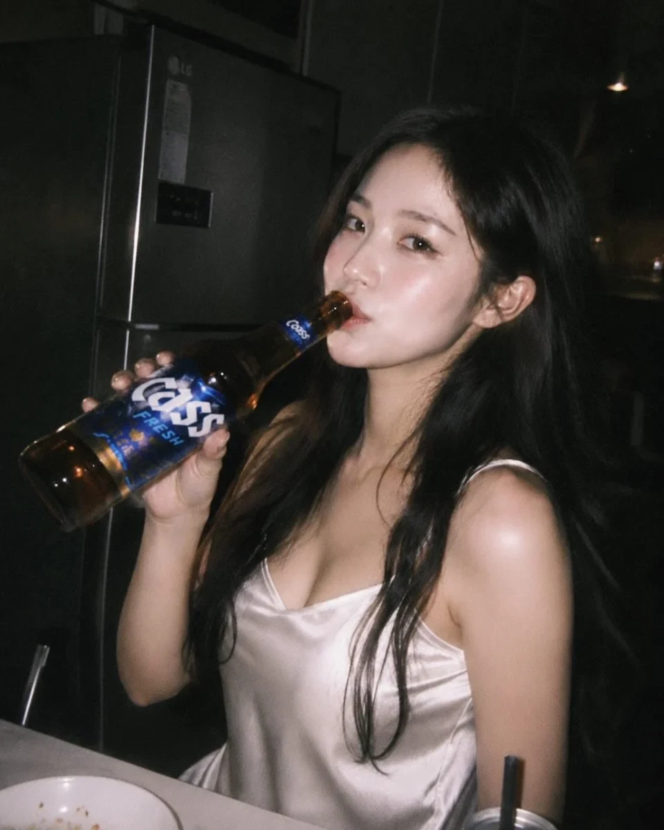 Ultra-Realistic Candid Night Photography of a Beautiful East Asian Woman with Long