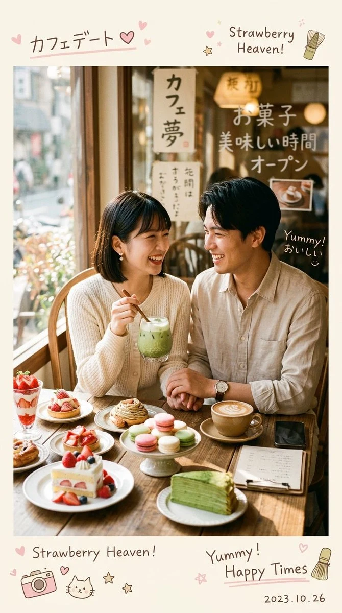 Ultra-Realistic Cozy Japanese-Korean Café Photography Featuring a Cute Young
