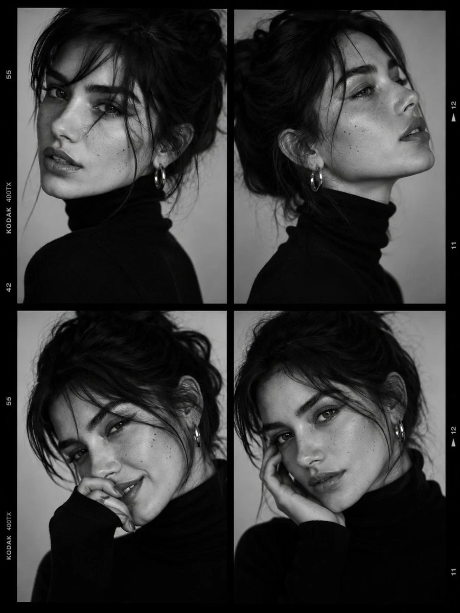 Ultra-Viral Black-And-White Luxury Fashion Casting Contact Sheet Portrait of