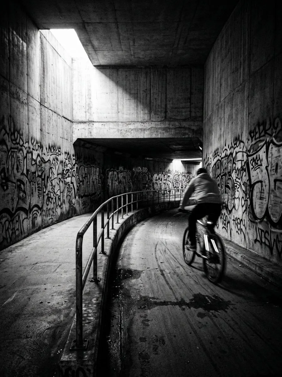 Black & White Urban Cyclist