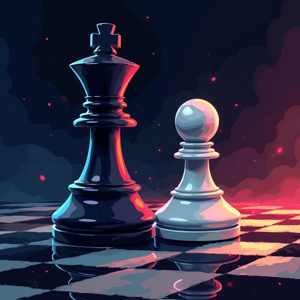 White Pawn Charging a Shadowy Black Bishop