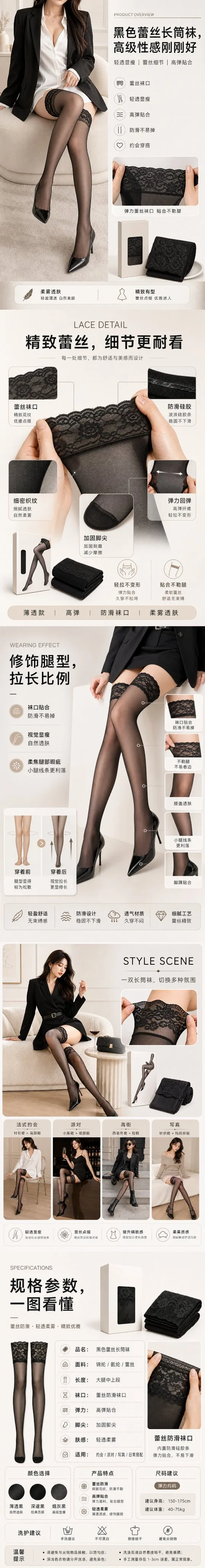 Black Lace Stockings Ecommerce Detail Page