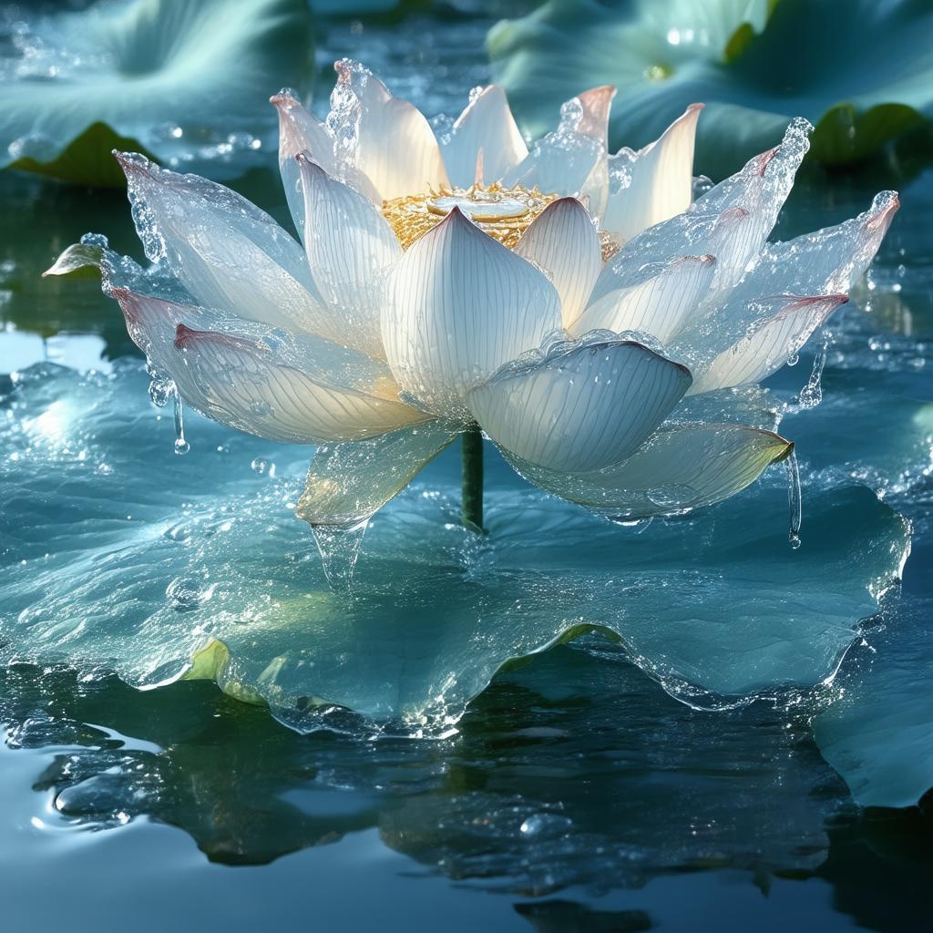 Lotus Flower Sculpted From Cascading Water