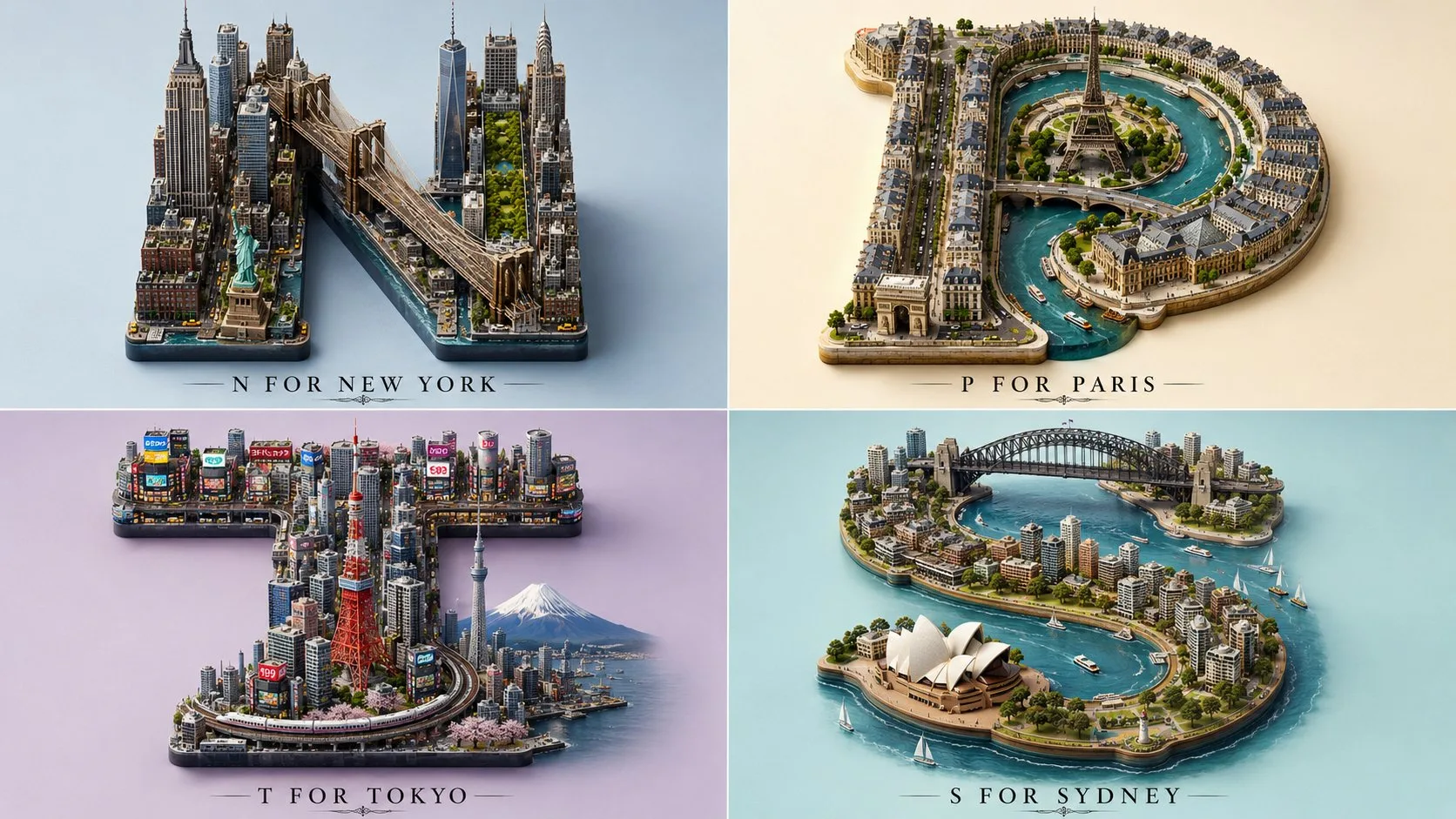 City Glyph Miniature Landmark Grid