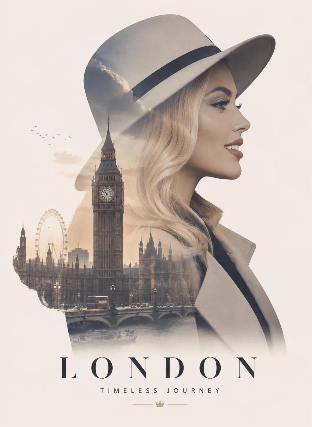 City Placeholder Double Exposure Travel Poster