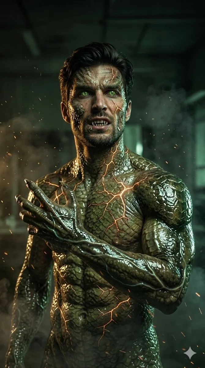 Comic / Storyboard - Cinematic Reptilian Transformation Scene
