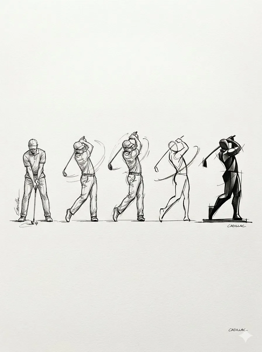 Infographic / Edu Visual - Progressive Golf Swing Artistic Sketch