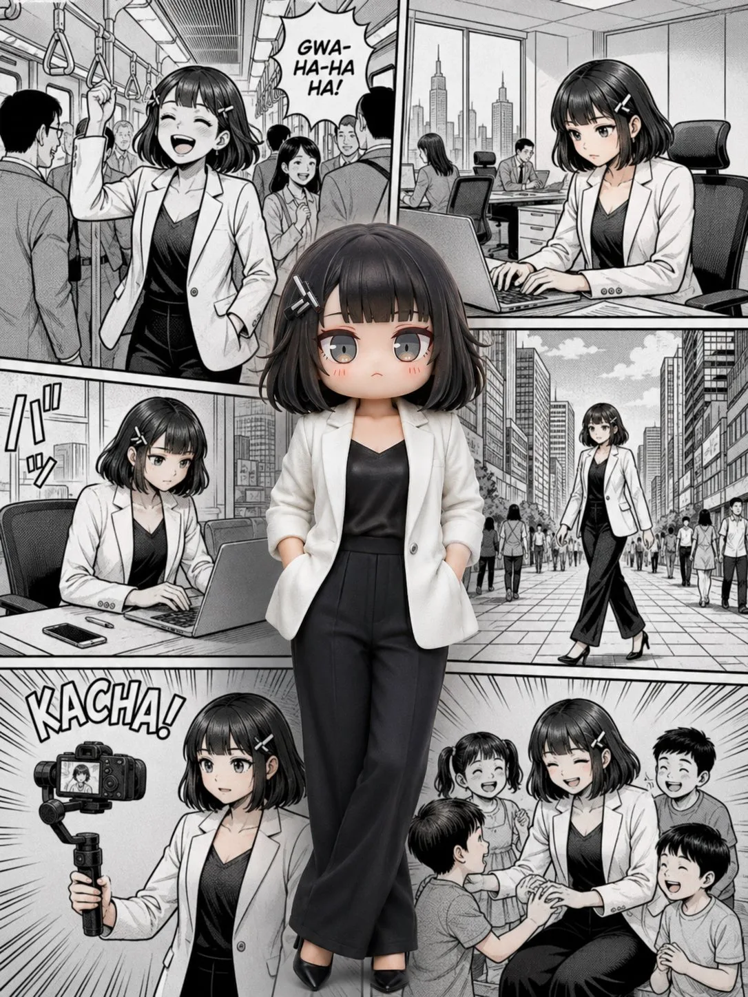 Manga Collage Professional Woman Portrait