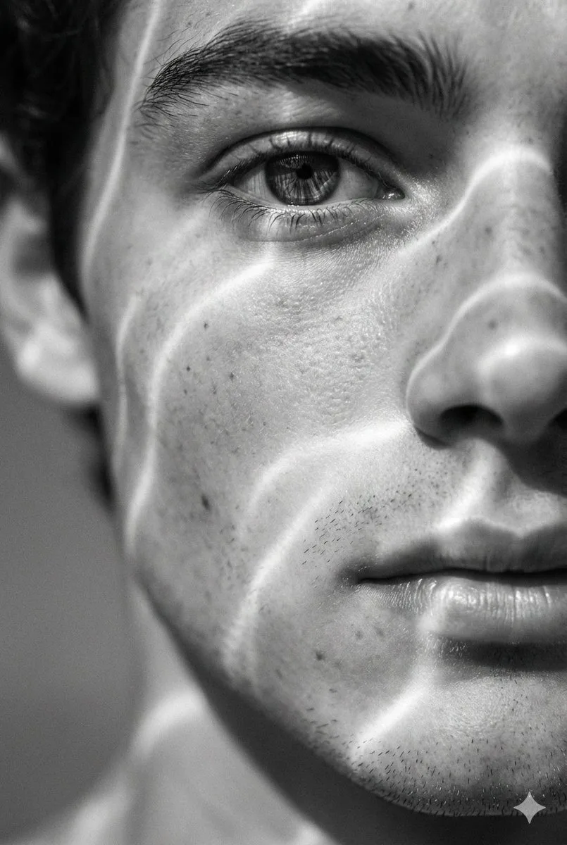Monochrome Ripple Light Macro Portrait