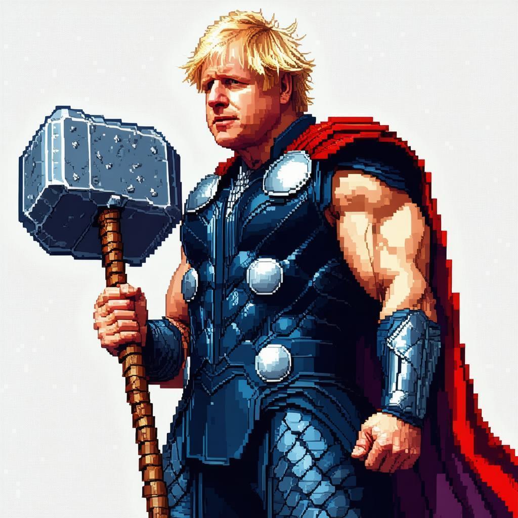 Boris Johnson as Thor in Blocky Pixels