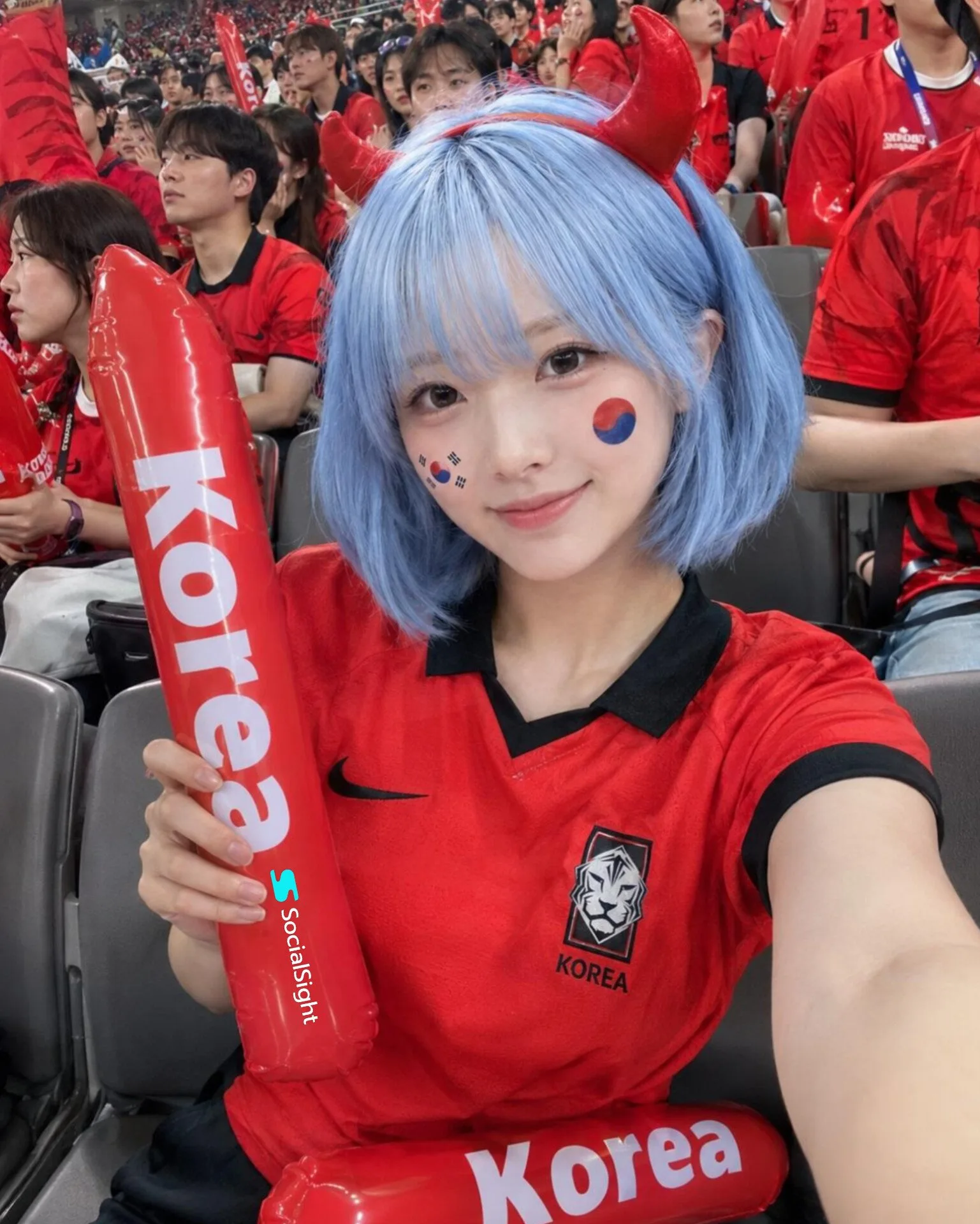 South Korea Stadium Fan Selfie Portrait