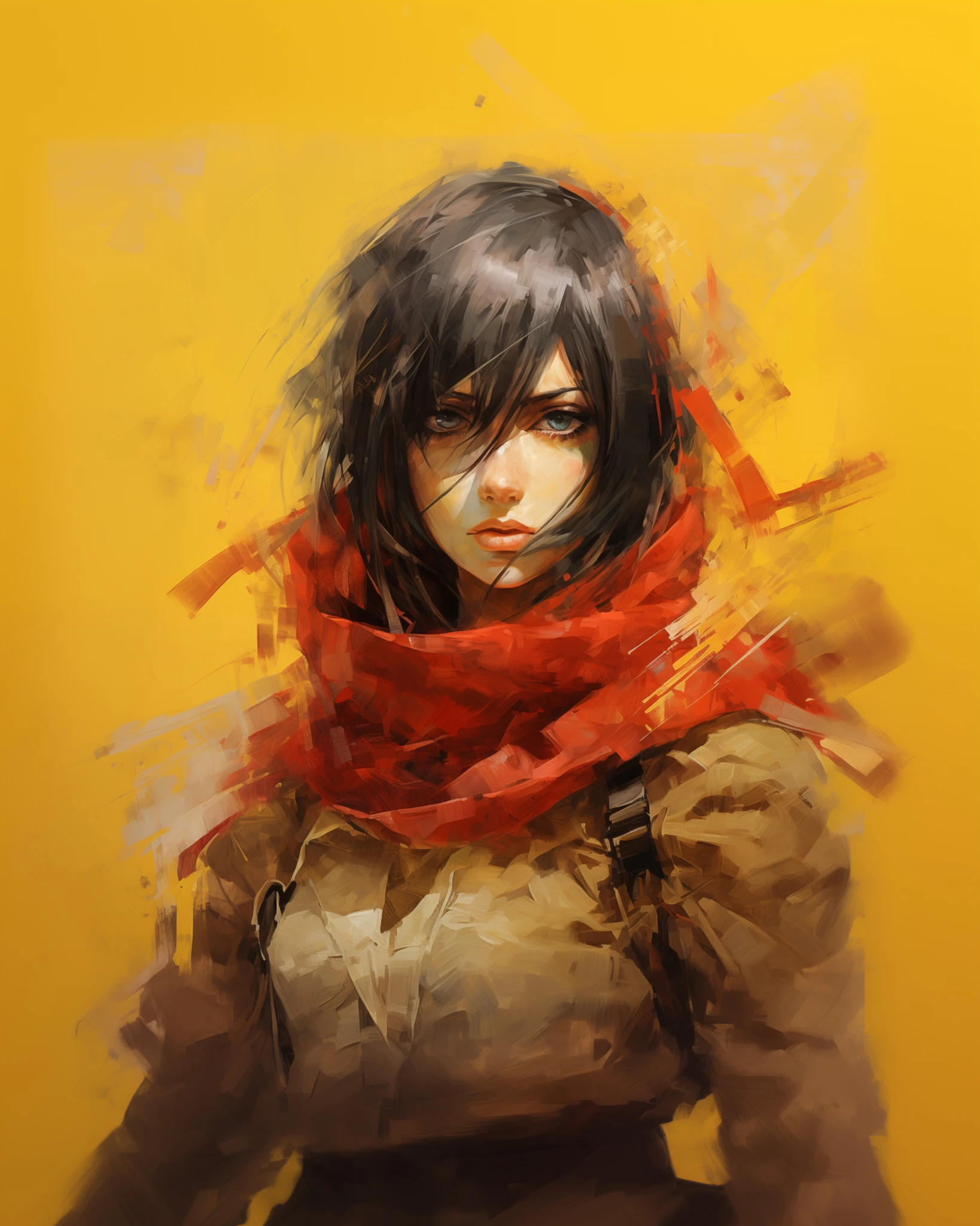 Mikasa Van Gogh Red Scarf Portrait
