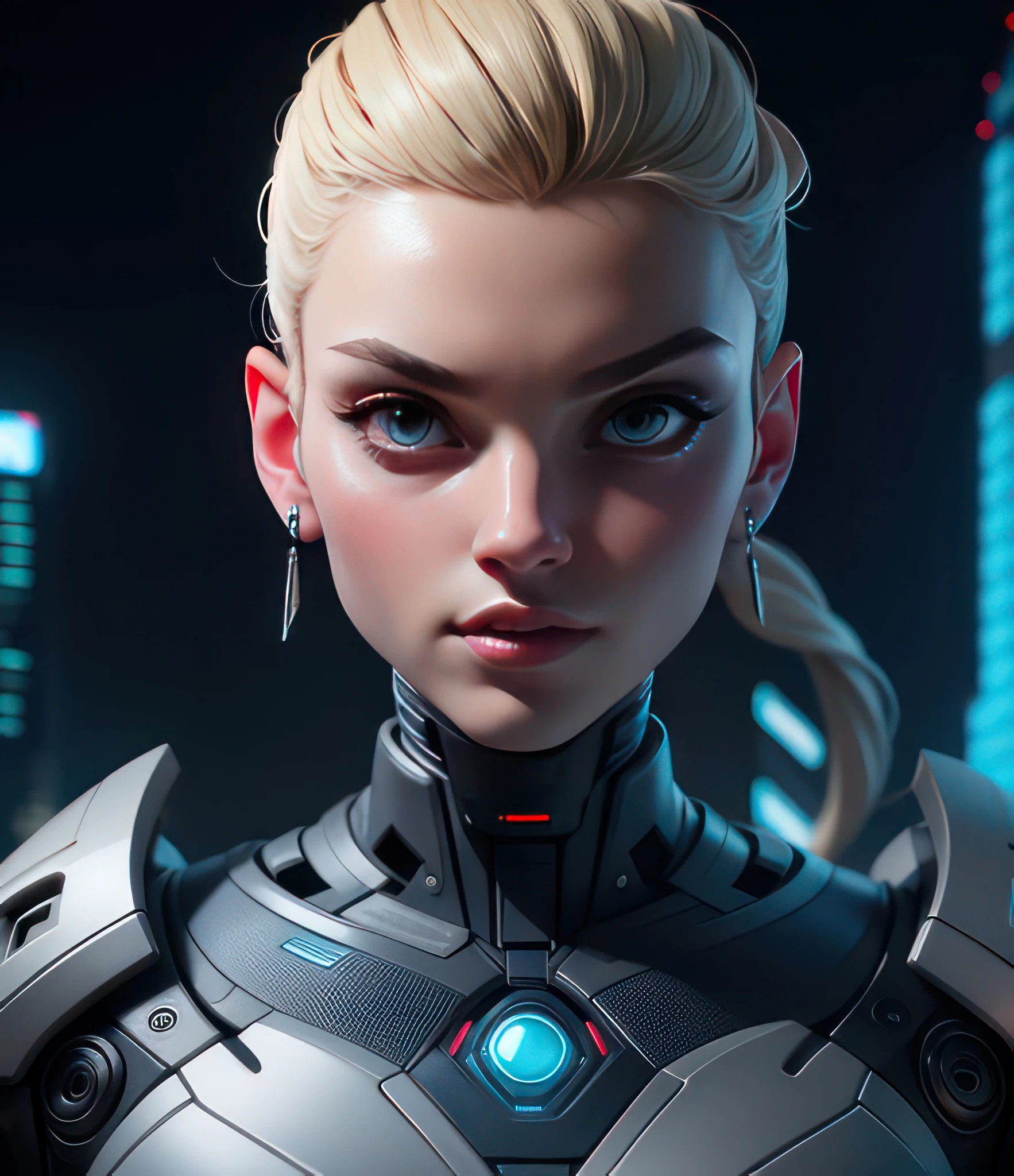 teen girl in a futuristic cyber armor