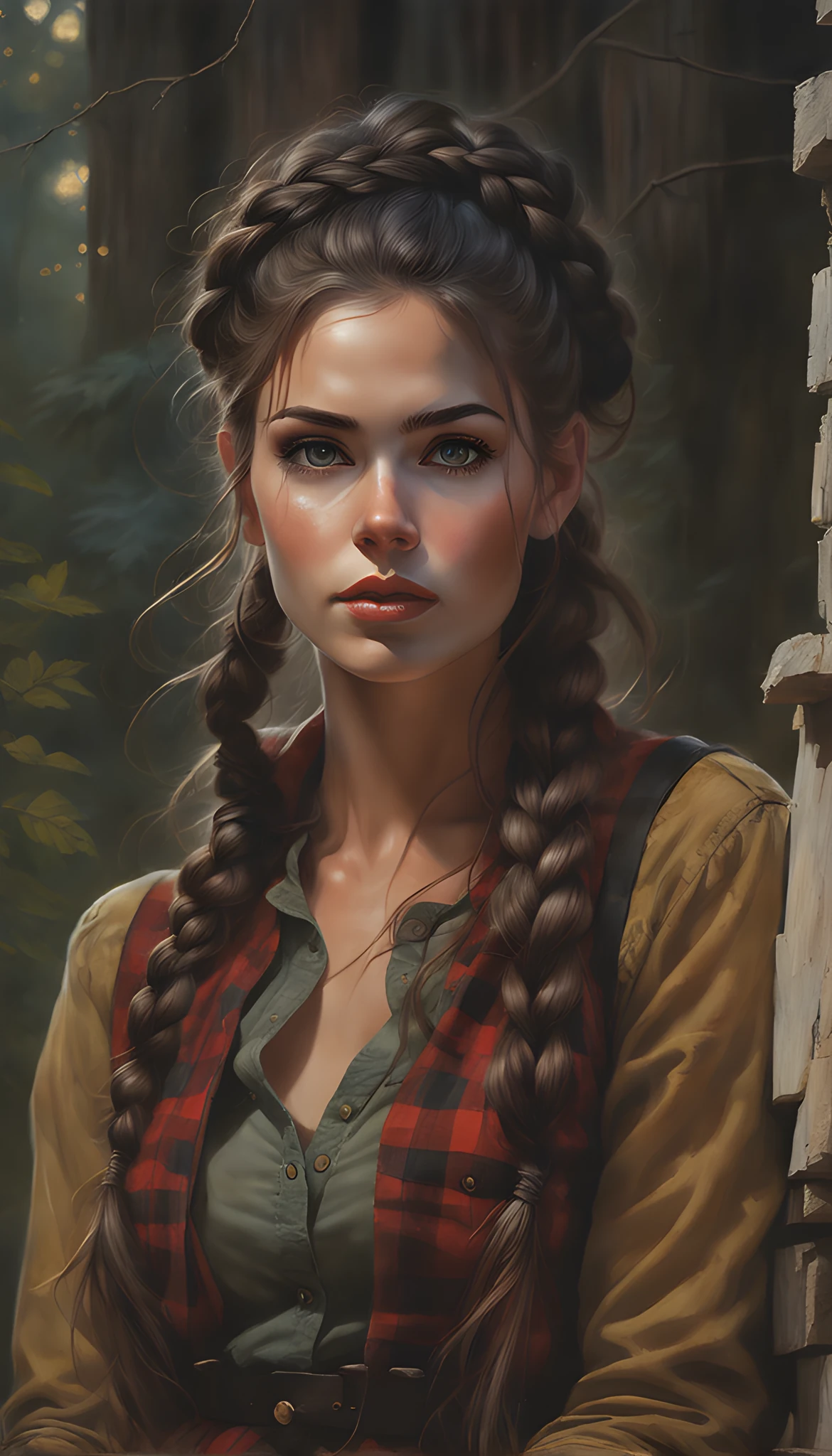 Lumberjack Woman Braid Portrait