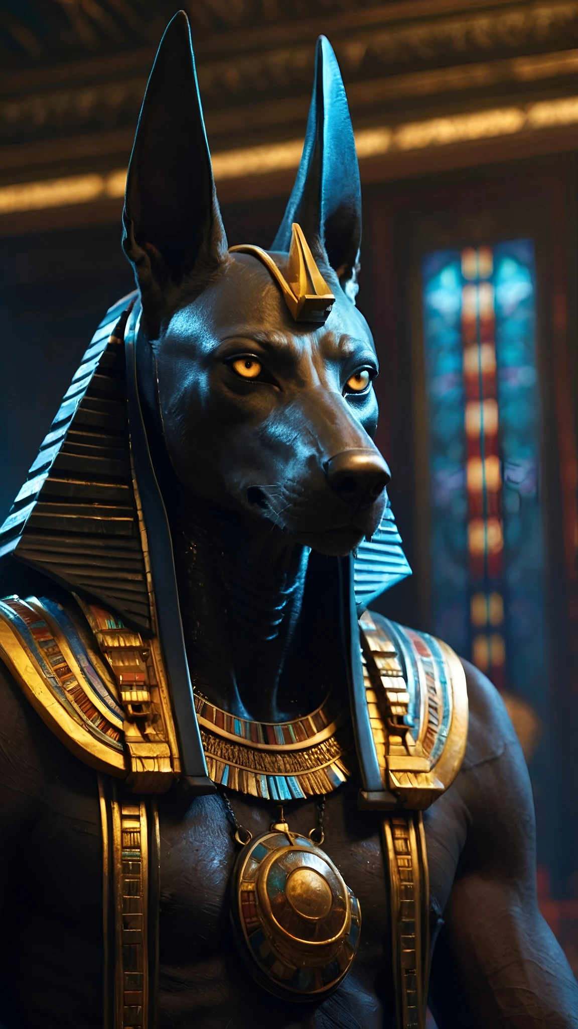 Egyptian Anubis Cyberpunk Portrait