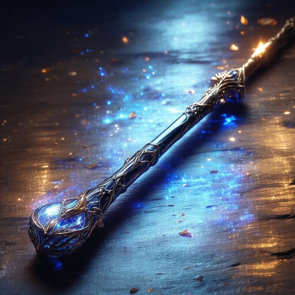 Magic Wand Gleaming in Cinematic Chiaroscuro
