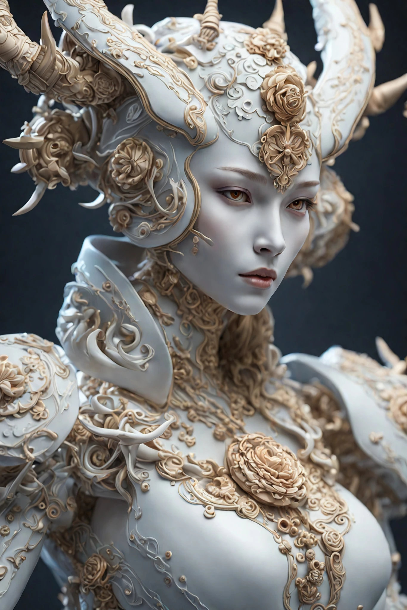 Porcelain Cyborg Demons Close Up