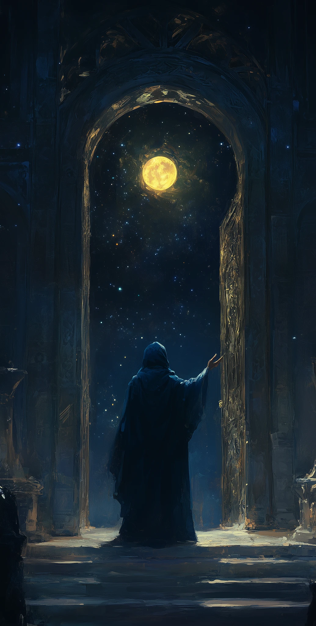 Figure Glowing Orb Space Door