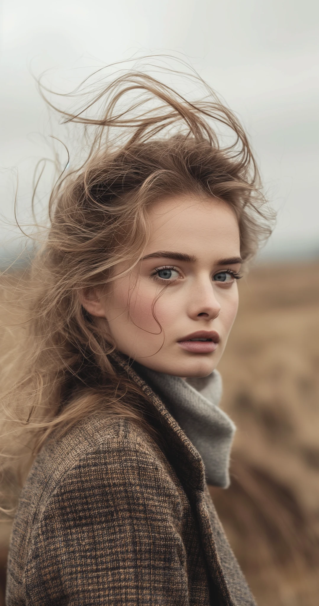 Woman Field Scottish Landscape