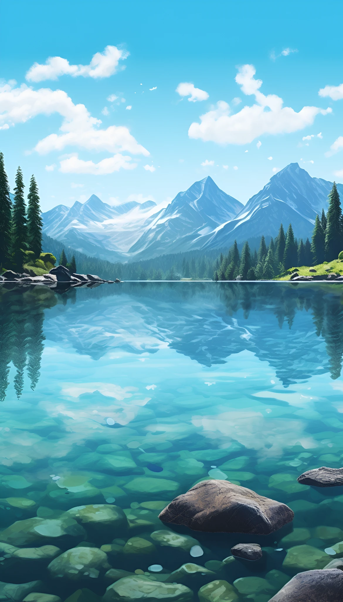 Mountain Lake Reflection Rustic