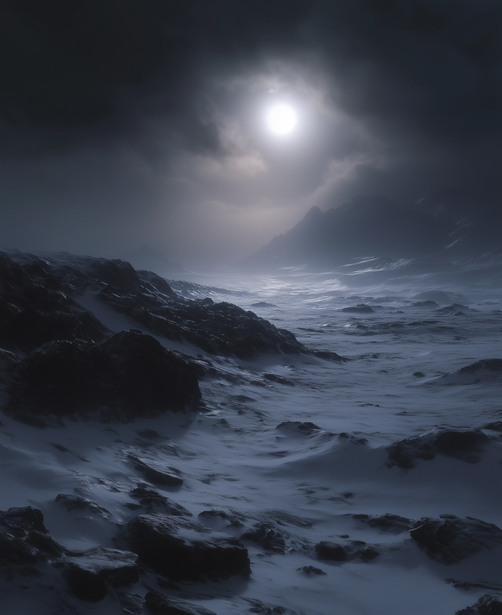 Rocky Landscape Blue Sun