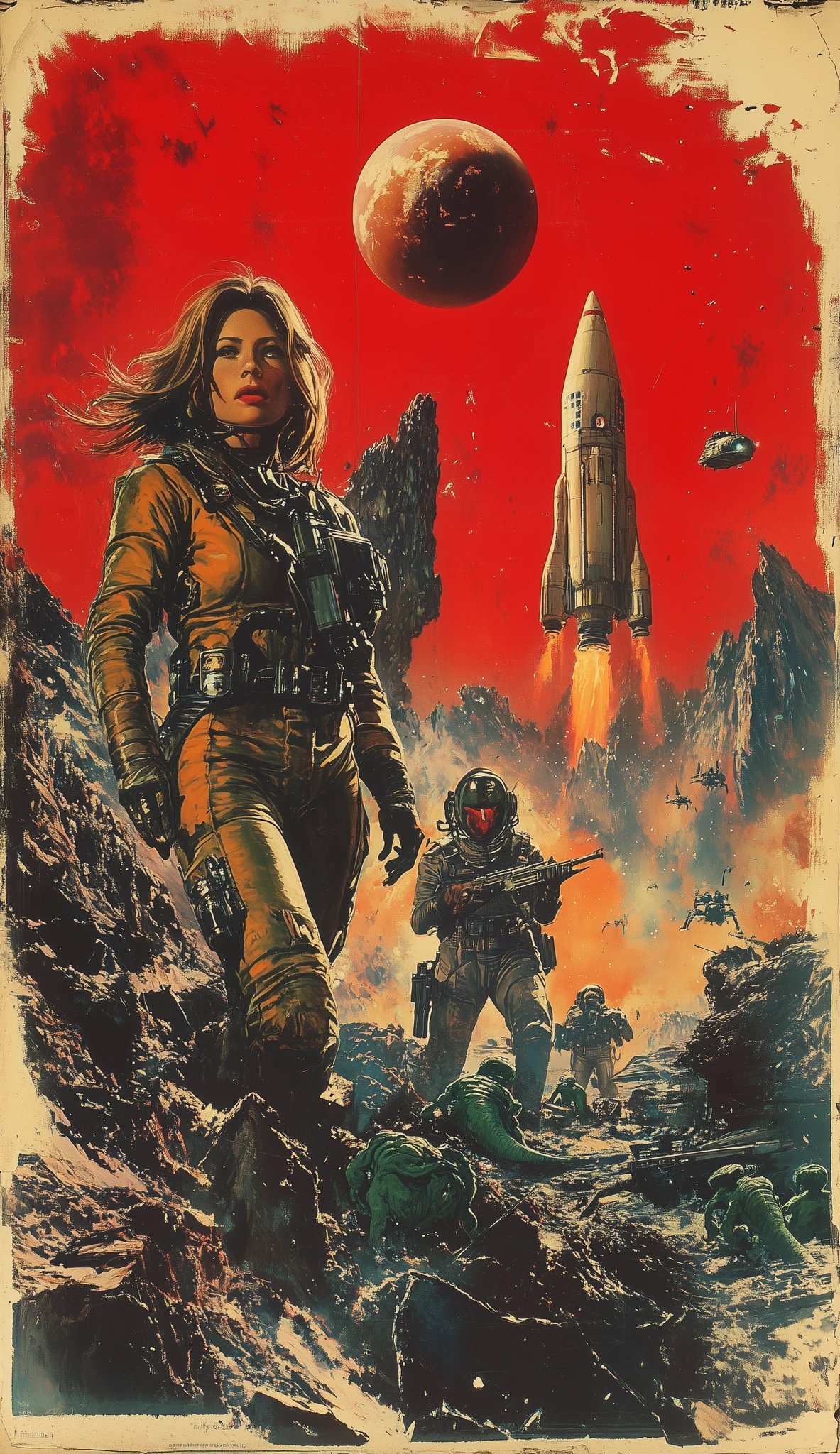 Alien Lizard Astronauts Retro