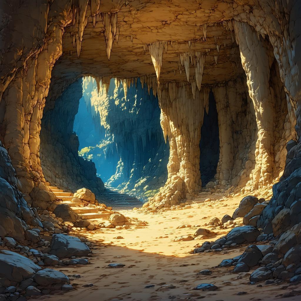 Massive Manga Cave in Golden Dramatic Shadow