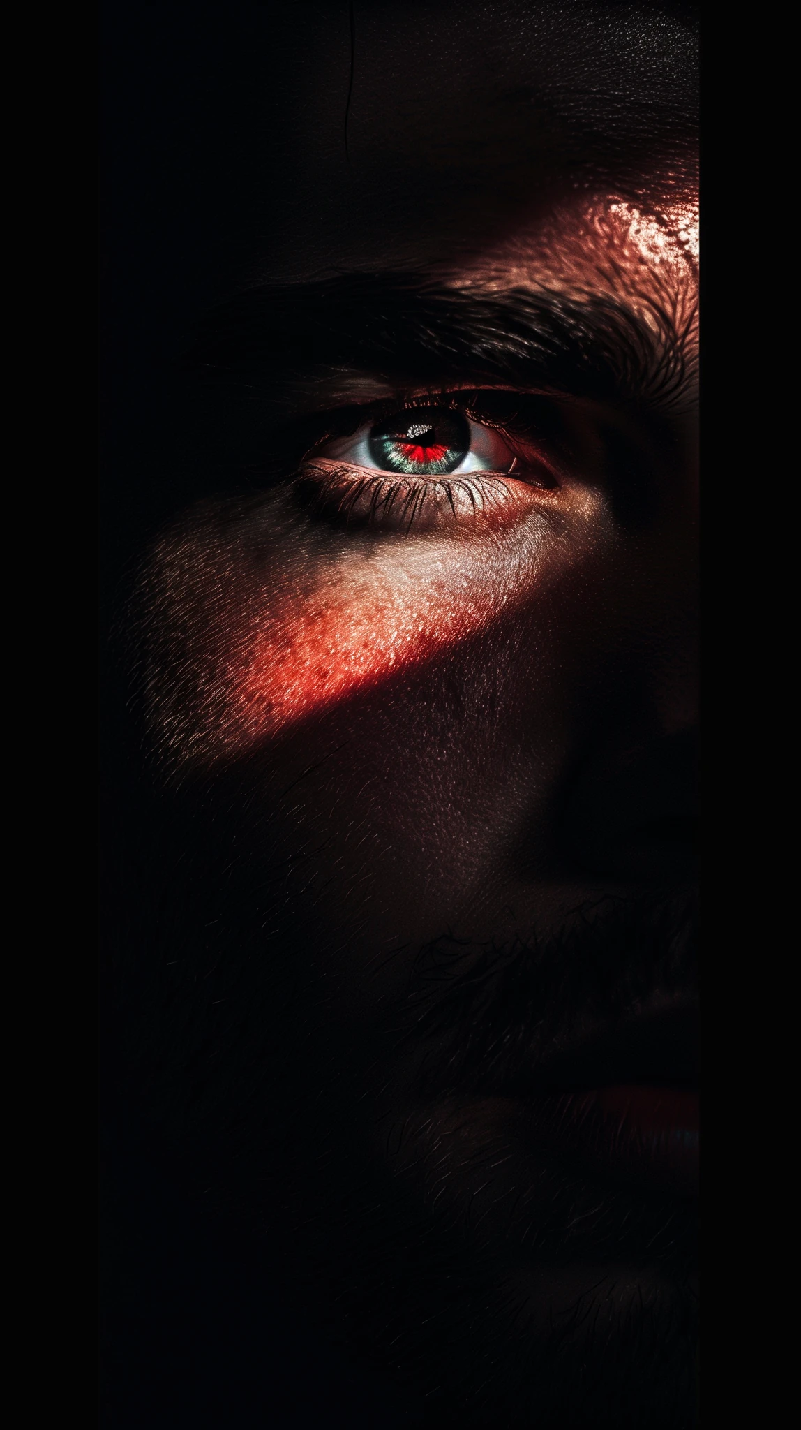 Dramatic Man Portrait Shadow Red