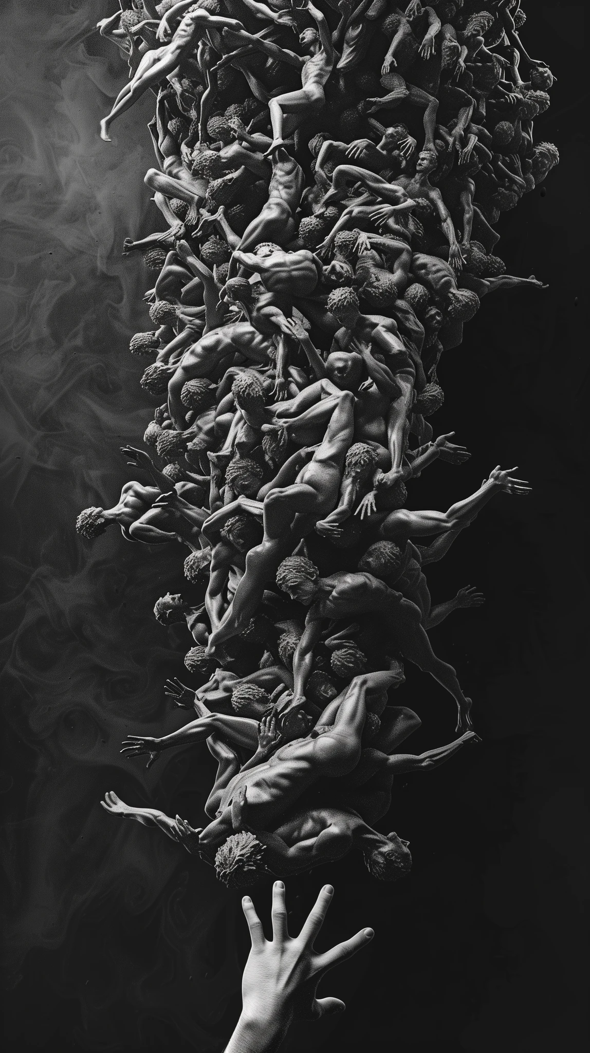 Surreal Cascading Bodies Monochrome