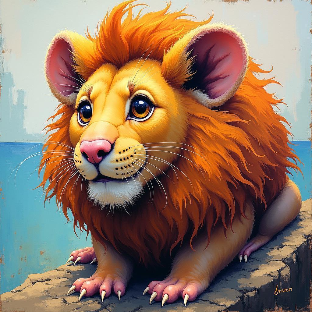 Legendary Island Sized Lion Mouse in Acrylics