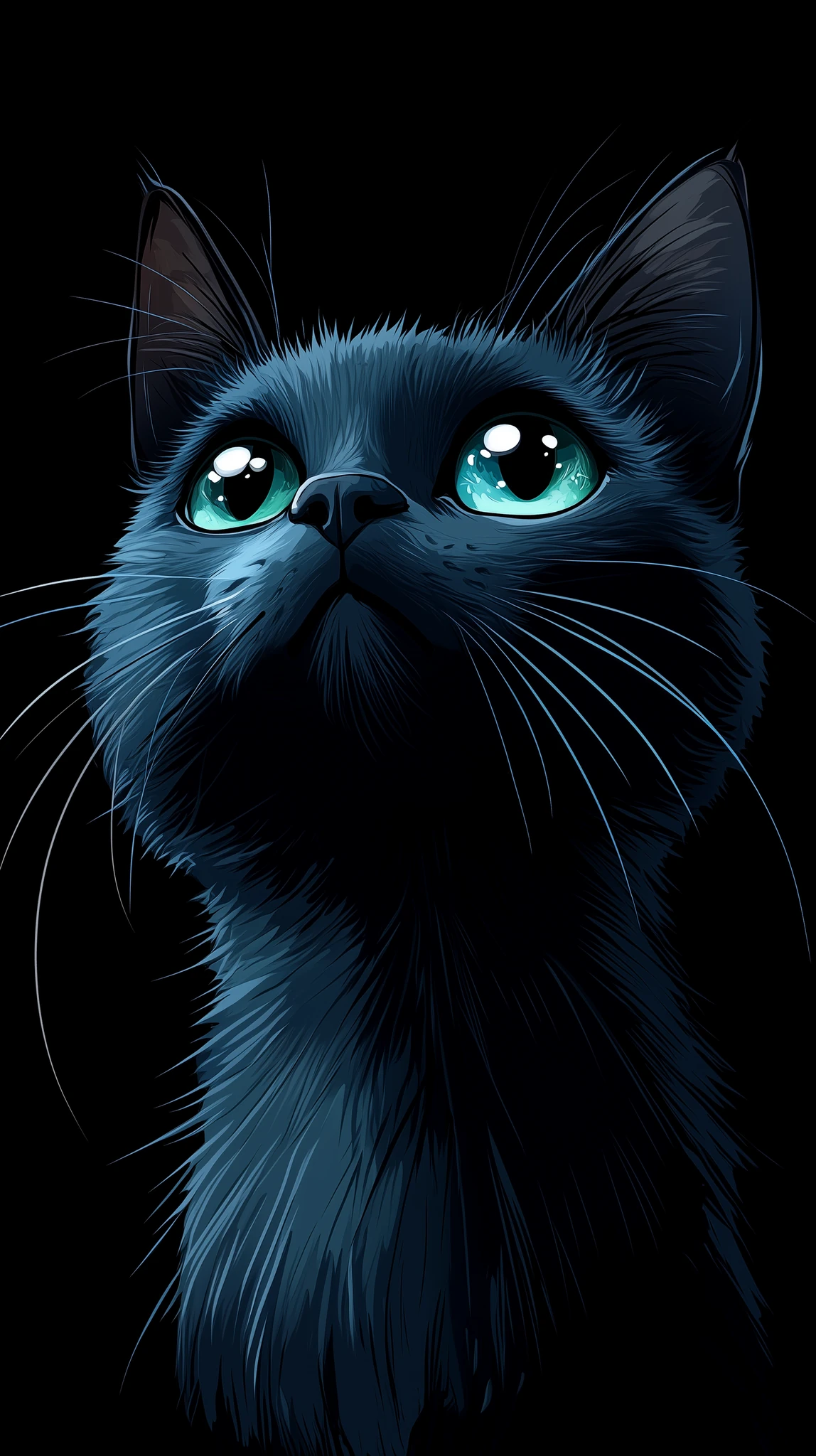 Russian Blue Cat Cartoon Face